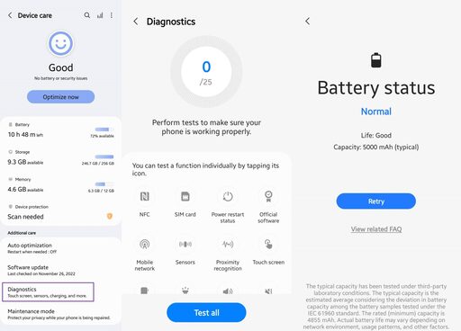 battery status samsung members