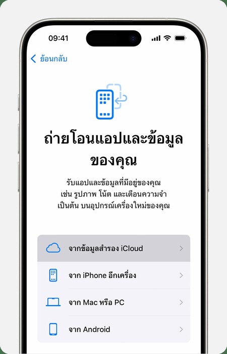 การกู้คืนจาก iCloud Backup