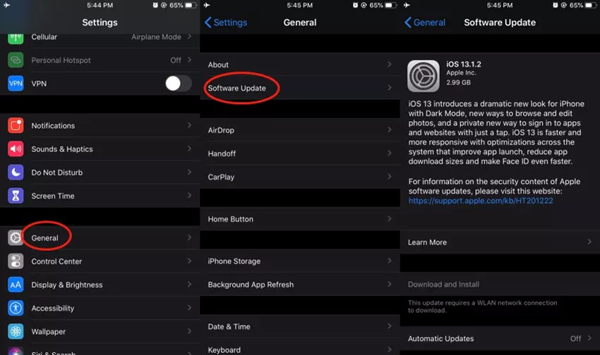 ios 13.5.1 stuck on install now