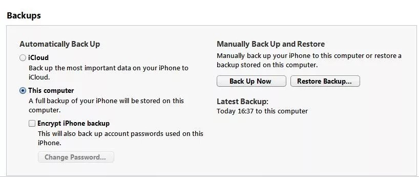 backup iphone to itunes