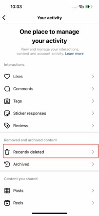 ig recently deleted